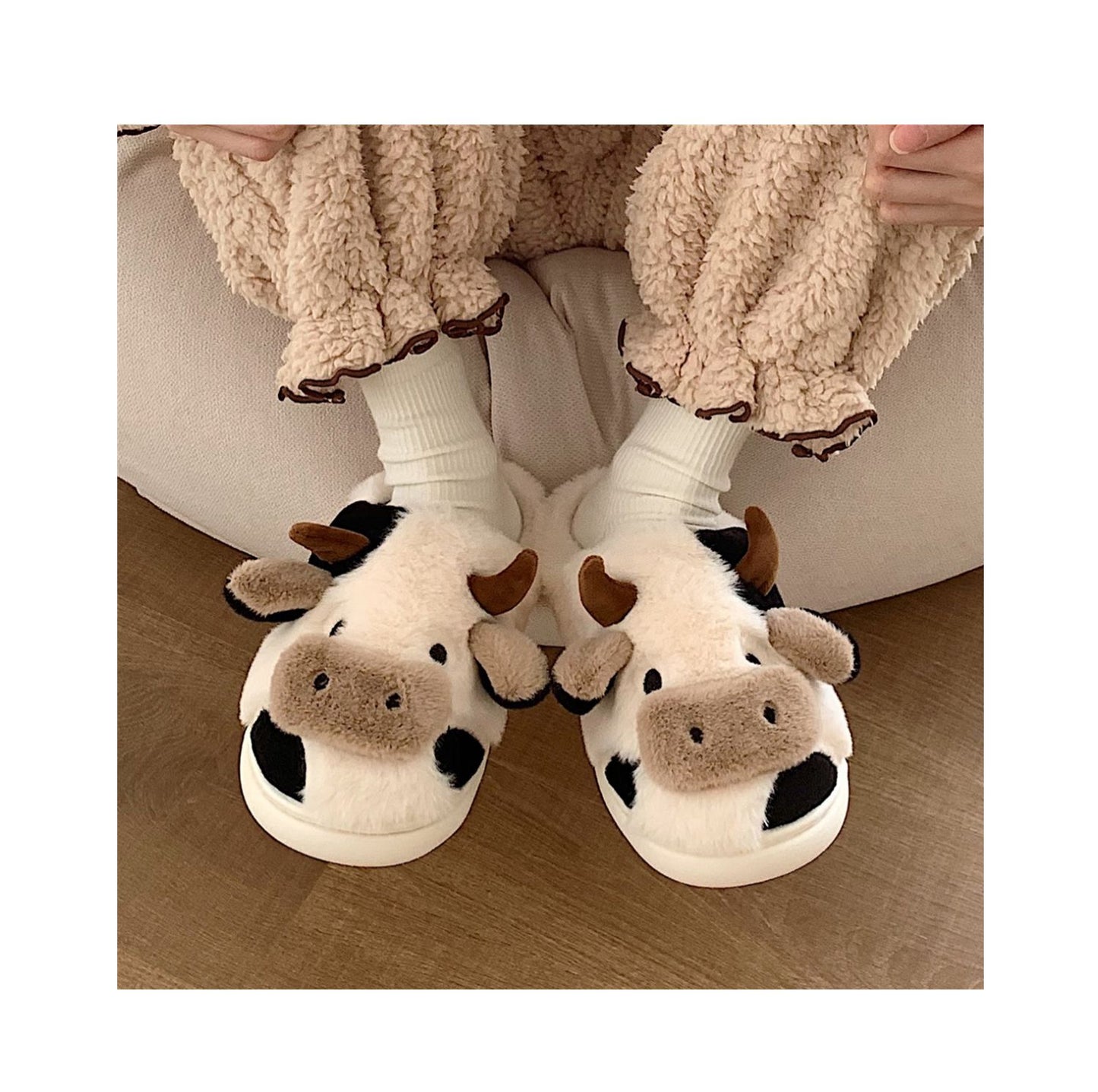 Fluffy Cow Slippers