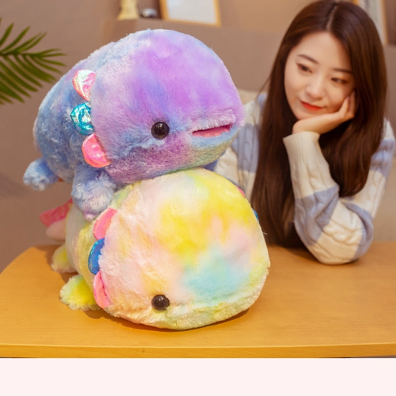 Rainbow Axolotl Plushie