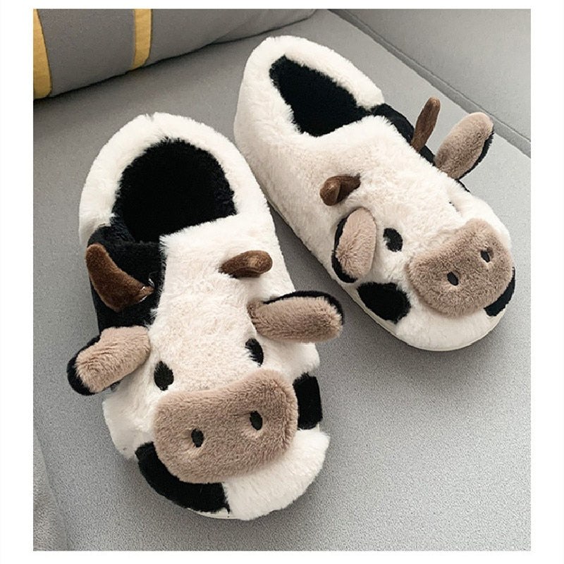 Fluffy Cow Slippers