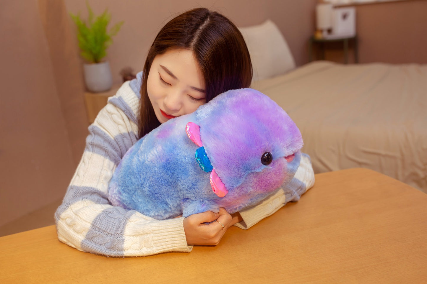 Rainbow Axolotl Plushie
