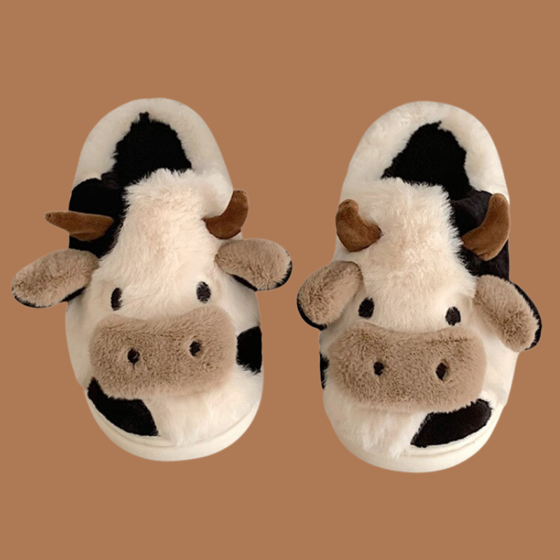 Fluffy Cow Slippers