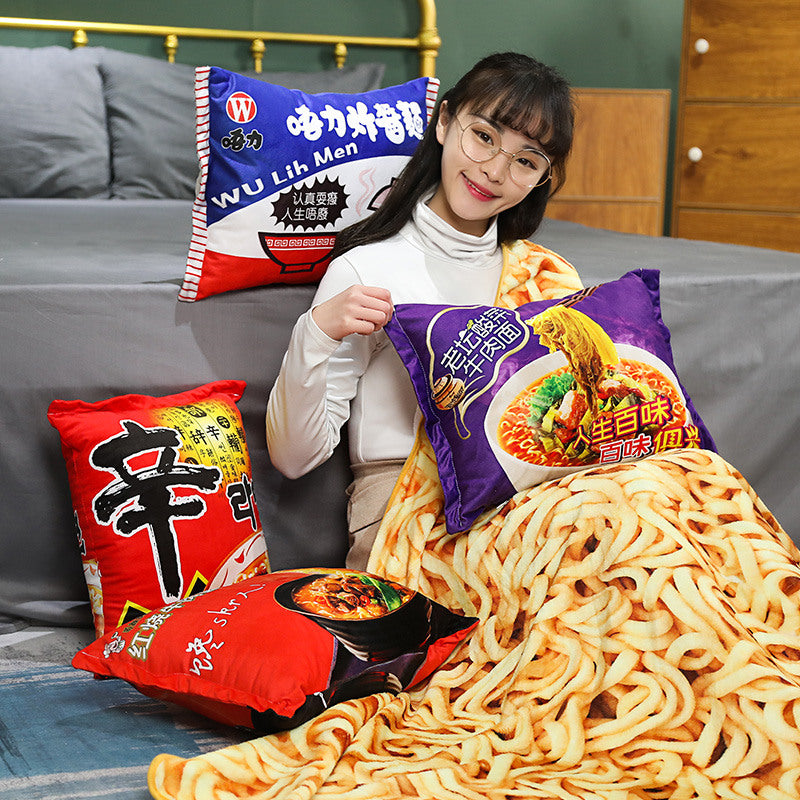 Kawaii Plush Instant Noodles Plush Pillow & Blanket