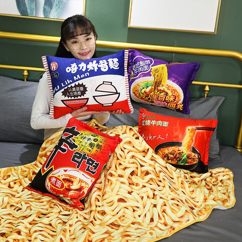 Kawaii Plush Instant Noodles Plush Pillow & Blanket