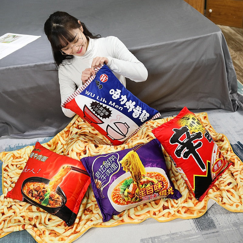 Kawaii Plush Instant Noodles Plush Pillow & Blanket