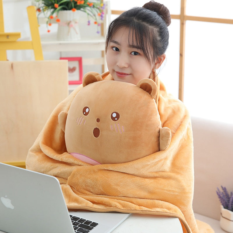 Kawaii Bear Plushie with Blanket
