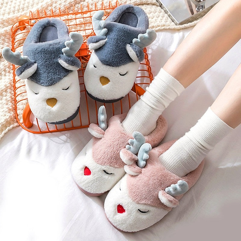 Girls reindeer hot sale slippers