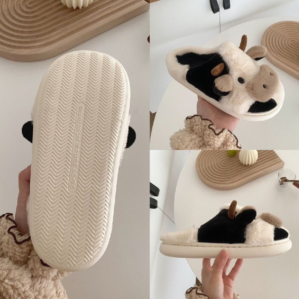 Fluffy cow online slippers