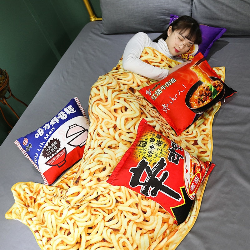 Kawaii Plush Instant Noodles Plush Pillow & Blanket